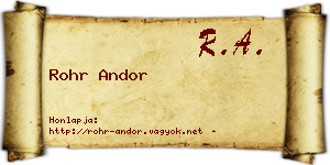 Rohr Andor névjegykártya